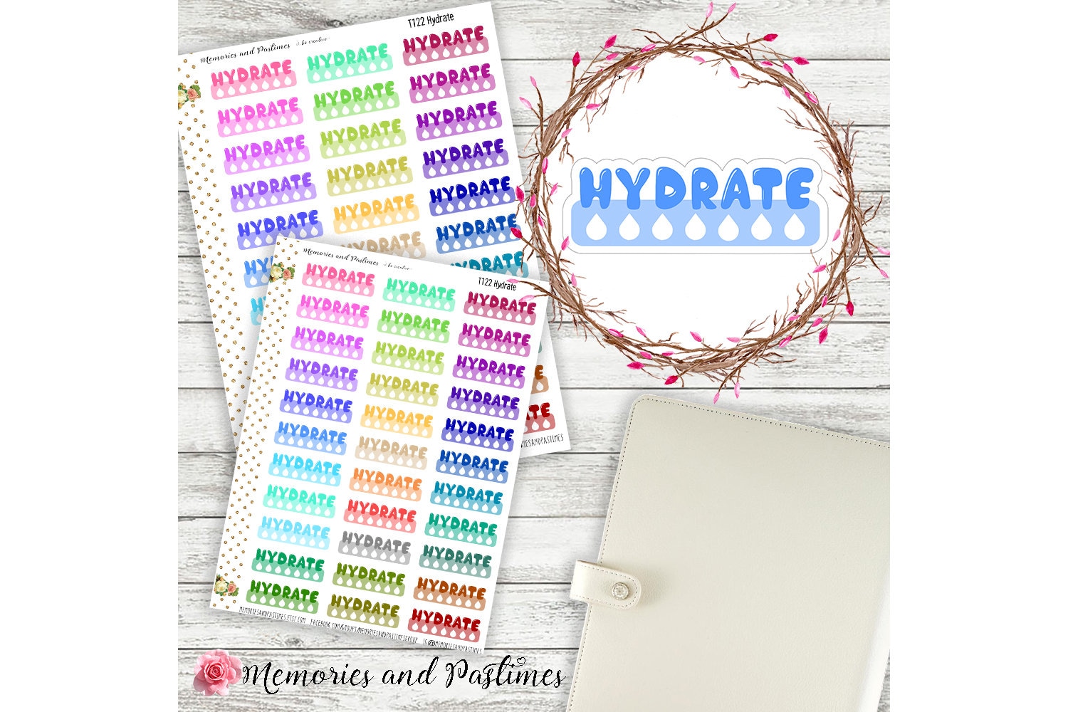 Hydrate Planner Stickers Daily Hydration Stickers Hydrate | Etsy