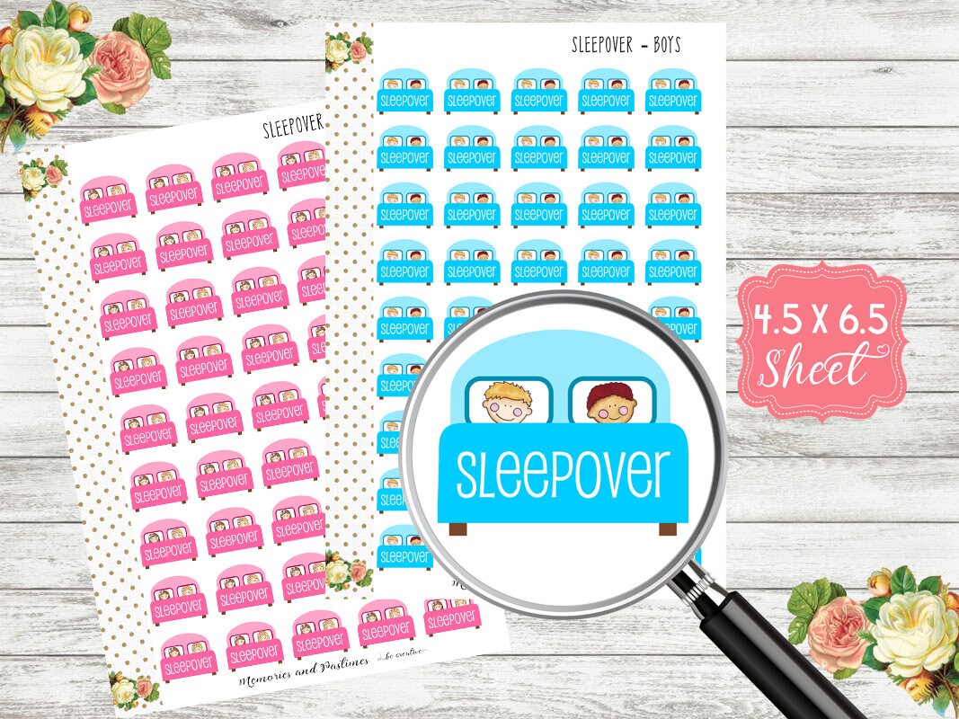 Sleepover Planner Stickers Boys or Girls Slumber Party Etsy