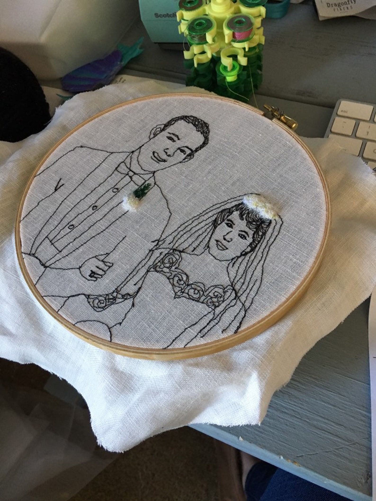 Couples Gift Custom Portrait Family Portrait Embroidery Hoop Art ...