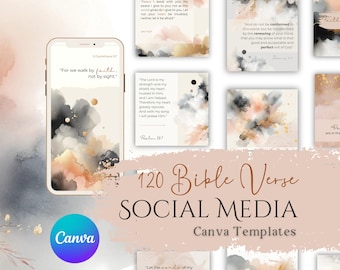 Plantillas cristianas para Instagram, plantillas de Canva y diseño de versículos bíblicos (descarga instantánea)