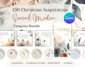 Christian Canva Instagram Social Media Vorlagen, 130 Bibelversvorlagen, Instagram Highlights, Instagram Karussells, Motivationszitat
