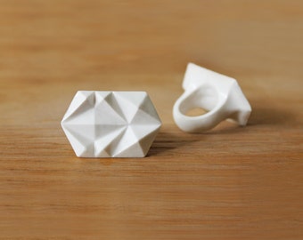 Small Rocky 'Diamond' Bone China Ring