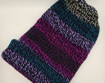 Purple black stripe adult child slouchy hat