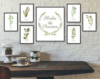 Unframed Watercolor Herb Wall Art Kitchen Set Gallery French Prints Dining Room Herbs Unframed Watercolor Herb Wall Art Kitchen Set Gallery French Prints Dining Room Herbs