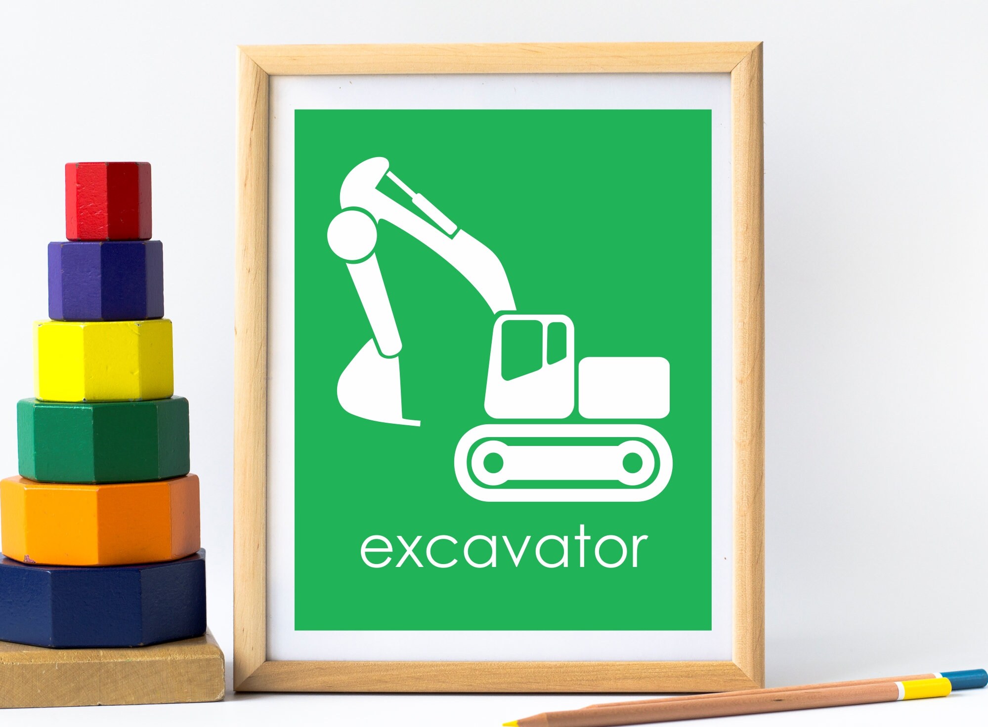 Excavator Nursery Art For Boys Construction Room Construction