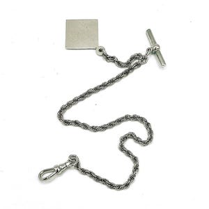 Sterling Silver 10 inch Pocketwatch / Key chain with Engravable Name Tag - Gifts for Dad