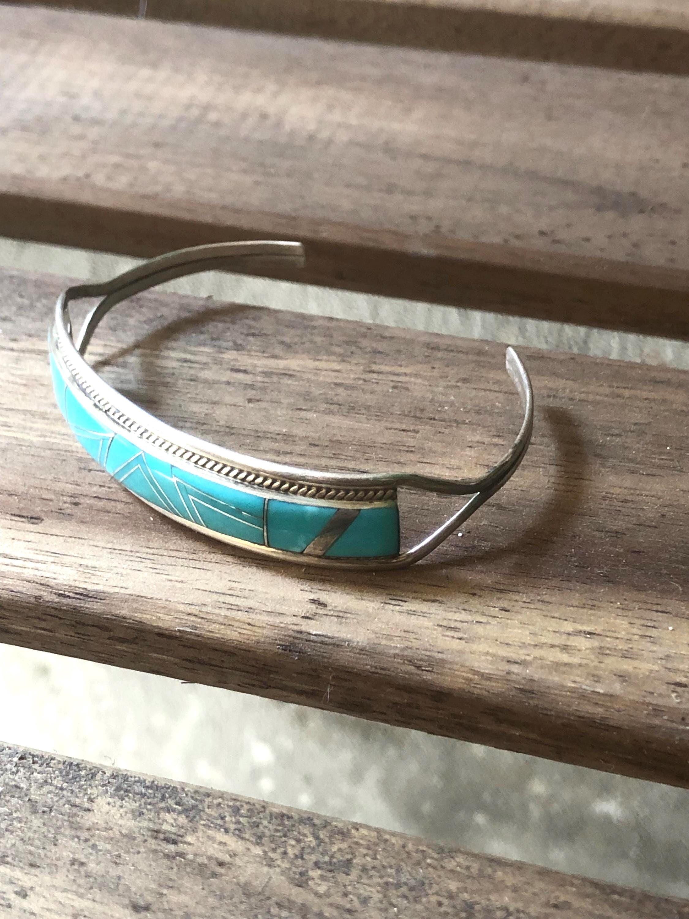 ヴィンテージターコイズ＆スターリングシルバーの男女兼用バングル