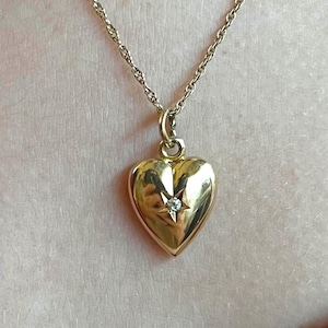 Vintage 14k Locket echte Diamant Locket und Seil Kette-April Birthstone
