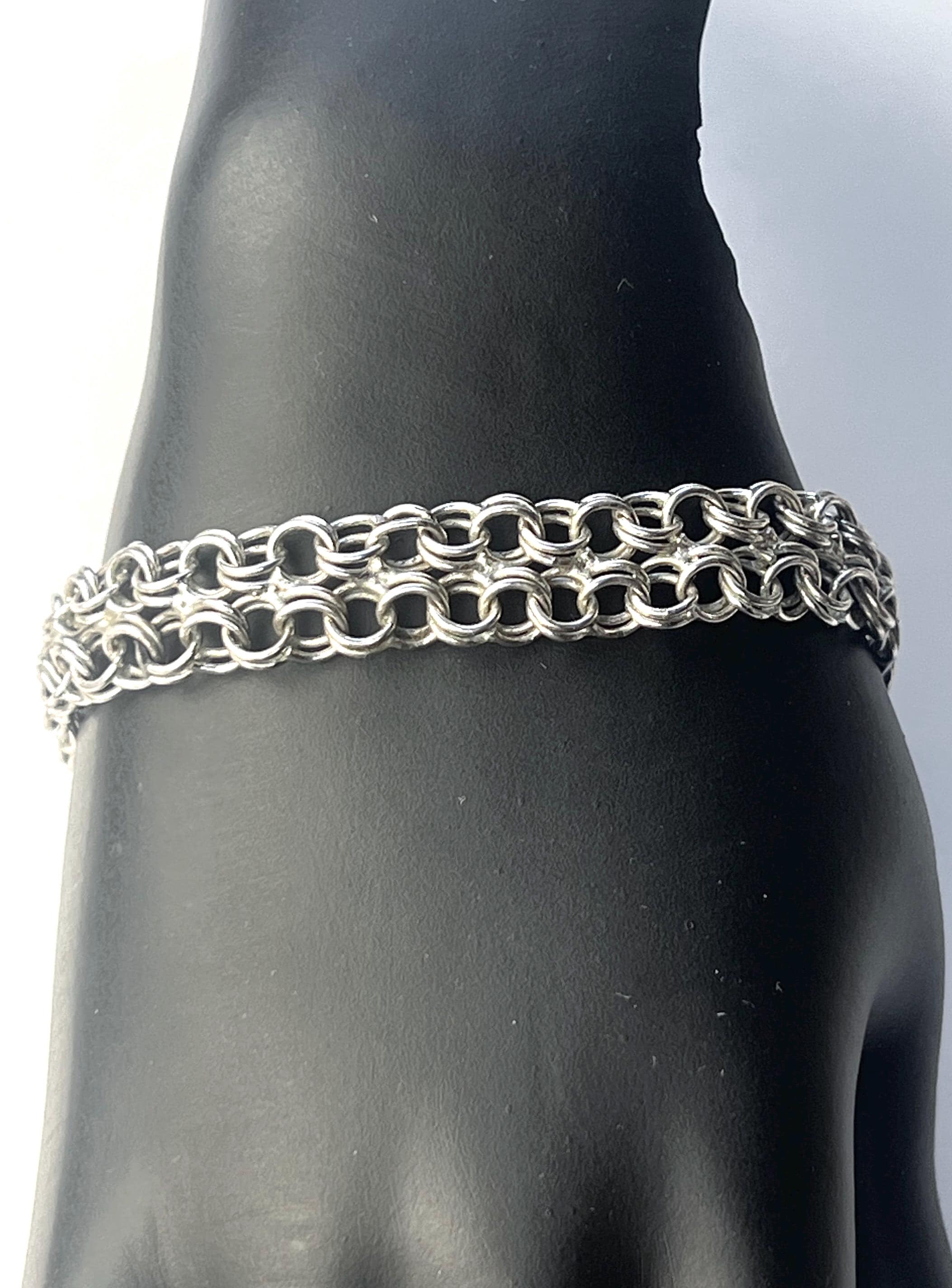 70's vintage silver925 necklace＆bracelet Vintage 70's 925 Sterling Silver Wide Chainlink 8 Inch