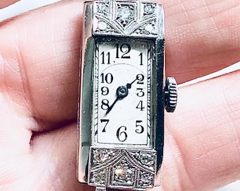 Antique Lady Hamilton 14k White Gold and Diamond Ladies