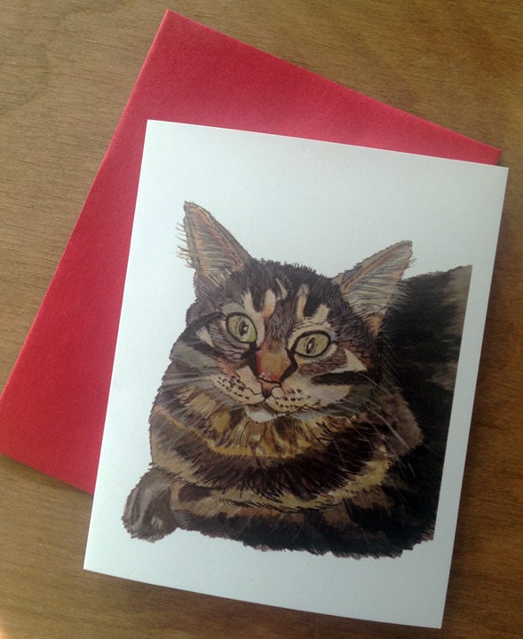 Cat Greeting Card Etsy