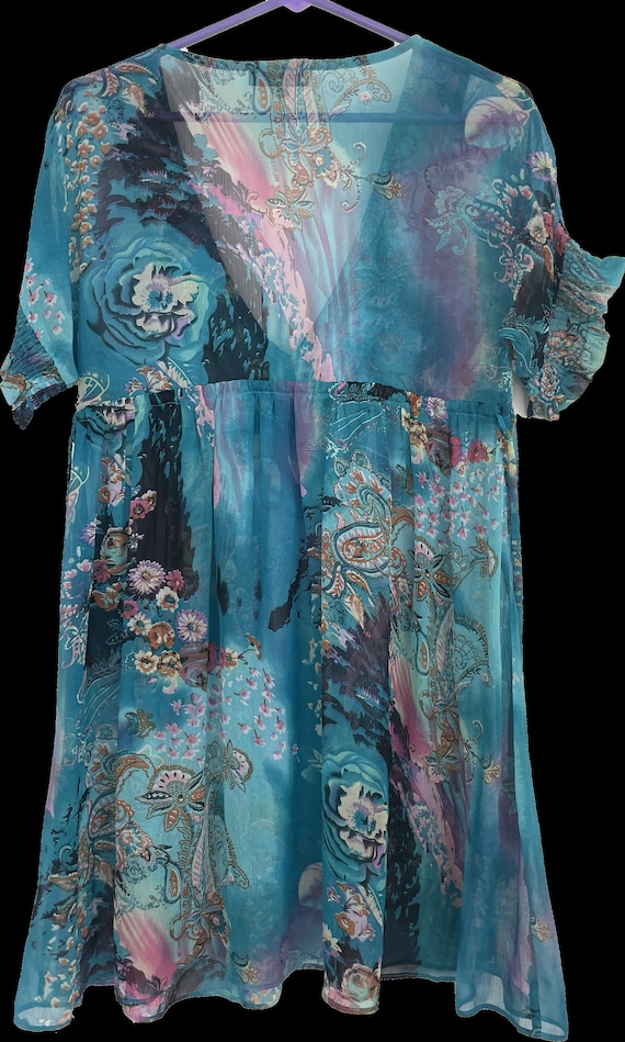 Colorful Blueish Flower Dress - image 1