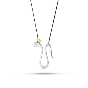 Snake Necklace, Silver Necklace, Charm Necklace, Gift for her, Modern Design, Unique Handmade
