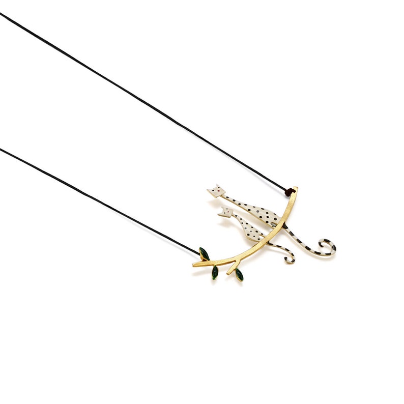 Two Cats Necklace Silver Gold Necklace Charm Necklace Gift Etsy