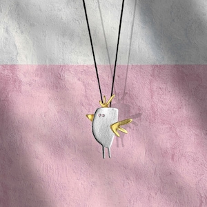 Bird necklace, Silver Necklace, Charm Necklace, Gift for her, Modern Design, Unique Handmade