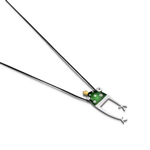 Frog necklace, Silver Necklace, Charm Necklace, Gift for her, Modern Design, Unique Handmade, Enamel image 2