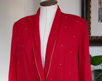 Vintage Red Blazer Jacket with gold button and details | 1990s - 1980s