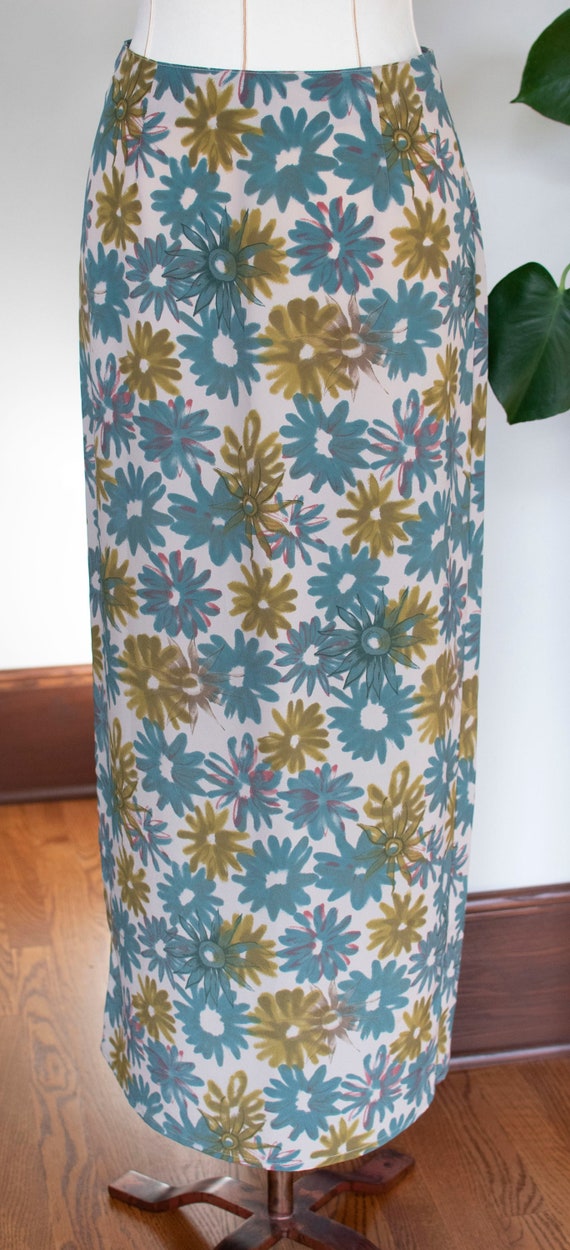 Vintage floral maxi skirt, printed maxi skirt,