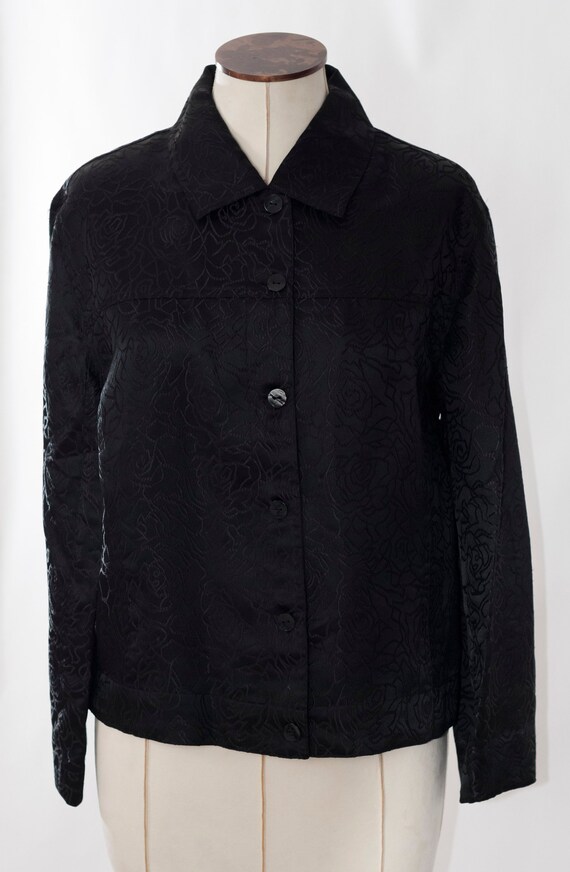 Vintage Jaquard Black Jacket, Minimal Blazer, Min… - image 5