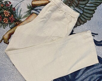 Womens linen blend pants, light sand colored Women's linen pants, vacation pants, casual summer pants