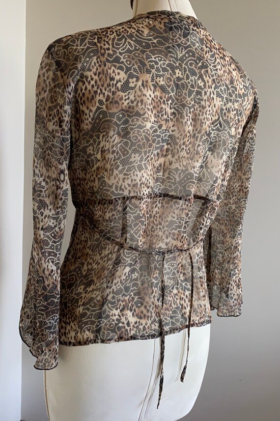 Vintage sheer blouse, patterned sheer blouse, lon… - image 9