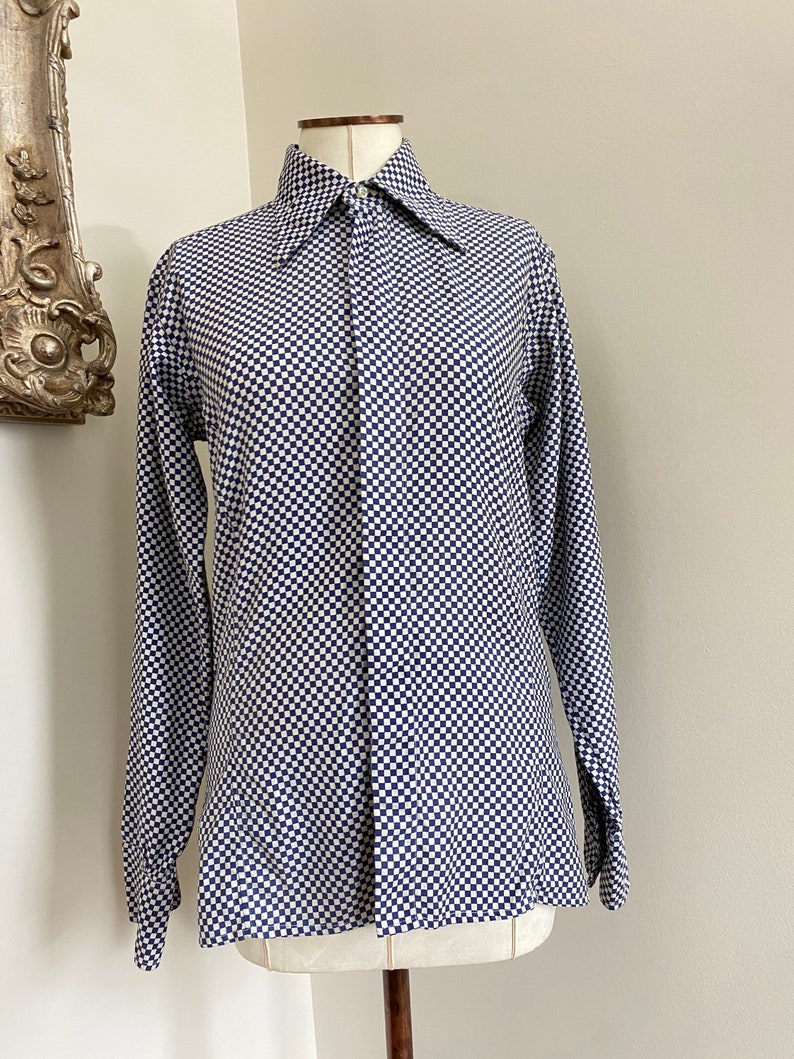 RARE vintage Pierre Cardin Paris New York checkered Oxford tops, vintage Oxford top, tailored button down tops, checkered tops image 2