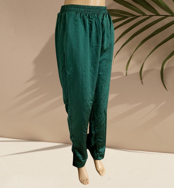 Vintage silky joggers, Women’s hunter green silky 