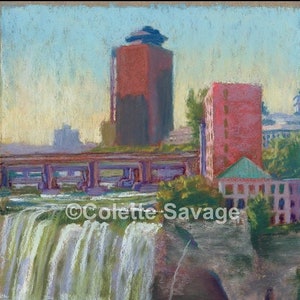 High Falls Haze - Giclee Print of an original pastel painting by Rochester NY artist, Colette Savage
