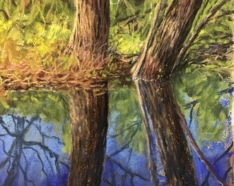 Spring Peepers on a Clear Day - An original pastel painting created en plein air by Rochester, NY artist, Colette Savage