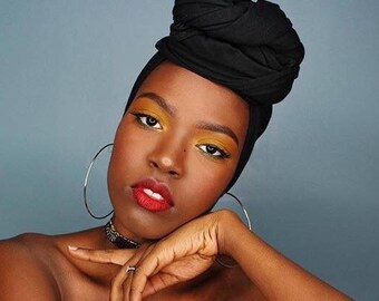 Black head wraps for women, head wrap scarf, black turban, hair accessories, black headbands, Scarves and Wraps, women accessories, Etnika