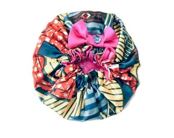 Colorful knots satin line bonnet for newborn  - Bath and beauty night bonnet