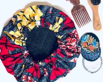 Gorro capilar acondicionador profundo para microondas – Estampado africano / Gorro Etnika / Baño y belleza / Tratamiento para cabello rizado