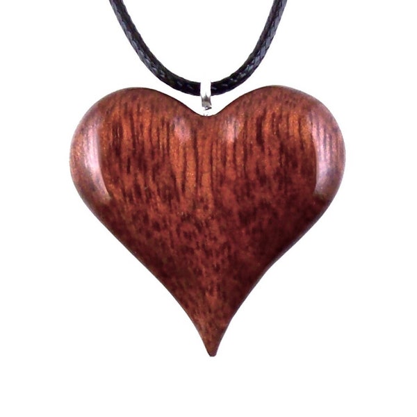 Wood Heart Necklace, Hand Carved Wooden Heart Pendant, One of a Kind 5th Anniversary Gift for Her, Handmade Jewelry