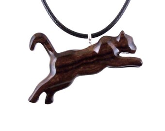 Lioness Necklace, Hand Carved Wooden Lioness Pendant, Wood Animal Necklace, Totem Spirit Animal Leo Jewelry for Men Women