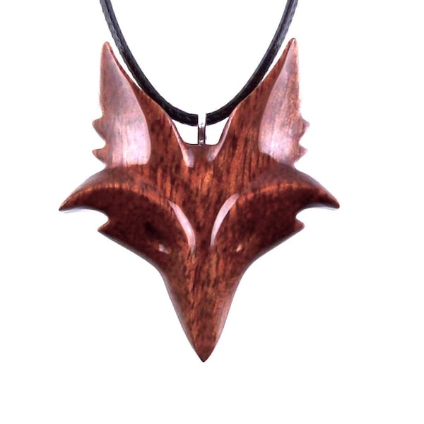Celtic Fox Pendant, Wooden Hand Carved Fox Necklace, Totem Spirit Animal, One of a Kind Wood Jewelry Gift for Her, Him