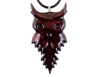 Hand Carved Wooden Owl Necklace, Owl Pendant, Bird Necklace, Spirit Animal Totem One of a Kind Wood Jewelry