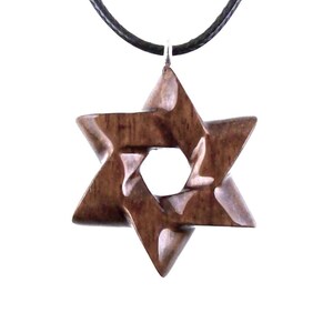Hand Carved Wooden Star of David Pendant, Jewish Star Necklace for Men or Women, Wood Jewish Jewelry