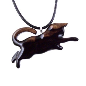 Hand Carved Kitten Necklace, Wooden Cat Pendant for Men Women, Wood Animal Pet Pendant, Cat Lover Gift