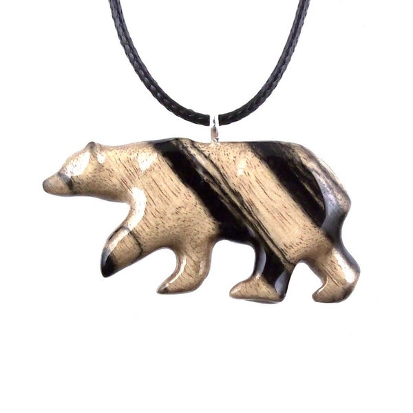 Polar Bear Necklace, Hand Carved Wooden Bear Pendant for Men or Women, Totem Spirit Animal, Wood Jewelry, One of a Kind Gift for Him Her