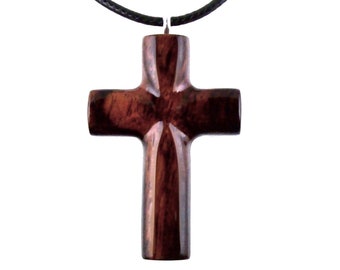 Dark Wooden Cross Necklace for Men Mens Pendant Necklace-wood Necklace  Pendants for Men, Wood Anniversary Gifts, Gift for Him, Dad Gifts 