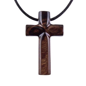 Wood Cross Necklace, Hand Carved Wooden Cross Pendant, Christian Jewelry for Men, One of a Kind Gift for Him