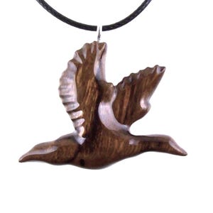 Duck Necklace, Hand Carved Wooden Duck Pendant, Wood Mallard Necklace, Flying Bird Jewelry, One of a Kind Gift for Men or Women