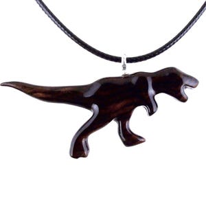 Dinosaurier Anhänger, handgeschnitzte hölzerne T-Rex Halskette für Männer oder Frauen, Tyrannosaurus Halskette, Holz Reptil Jura Schmuck