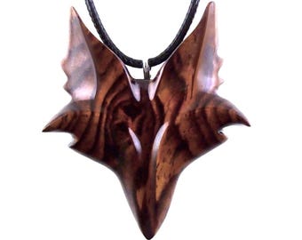 Hand geschnitzte Holz Fuchs Anhänger, keltische Fuchs Halskette für Männer oder Frauen, Totem Geist Tier, Wald Schmuck Geschenk für sie oder ihn