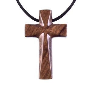 Hand Carved Wooden Cross Necklace, Handmade Wooden Cross Pendant, Christian Wood Jewelry for Men, One of a Kind Gift for Him