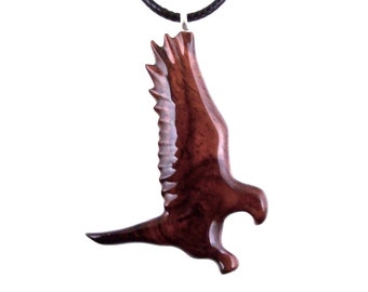 Hawk Necklace, Wooden Falcon Pendant, Hand Carved Bird Necklace, Totem Amulet, Wood Jewelry, One of a Kind Gift for Him Her