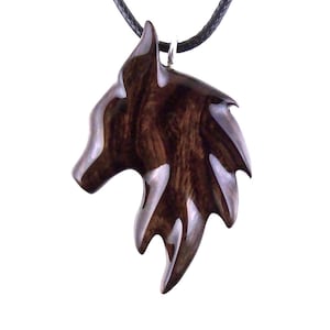 Handmade Fox Necklace, Hand Carved Wooden Animal Pendant, Vixen Totem One-of-a-Kind Wood Jewelry for Men Women