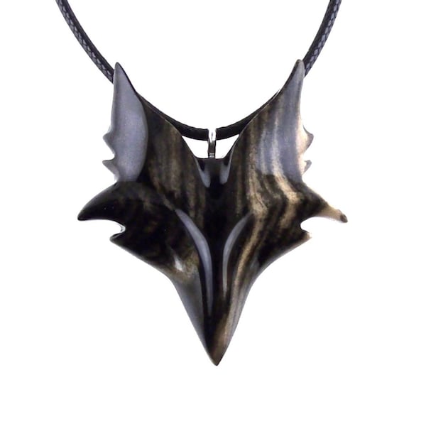 Celtic Fox Necklace, Hand Carved Wooden Fox Pendant for Men or Women, Totem Spirit Animal Gift for Him or Her, Wood Jewelry