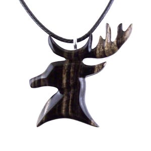 Hand Carved Stag Head Necklace, Wooden Deer Pendant, Woodland Buck Necklace, Mens Jewelry, Spirit Animal Totem Gift for Him