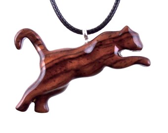 Lioness Necklace, Hand Carved Wooden Lioness Pendant, Wood Animal Necklace, Totem Spirit Animal Unisex Leo Jewelry